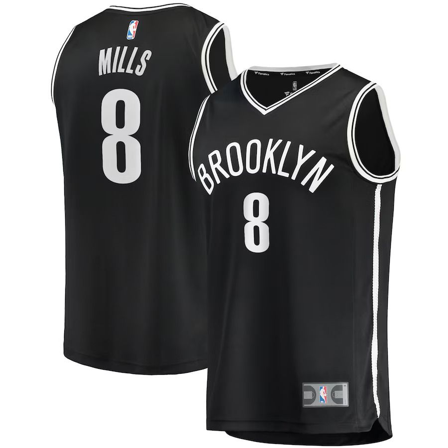 Men Brooklyn Nets 8 Patty Mills Fanatics Branded Black Fast Break Replica NBA Jersey
